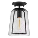 Desmond 7 in. 1-Light Modern Black Semi Flush Mount Ceiling Light with Smoke Seeded Glass Shade - 1007476064