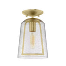 Desmond 7 in. 1-Light Modern Brushed Gold Semi Flush Mount Ceiling Light with Smoke Seeded Glass Shade - 1007476111