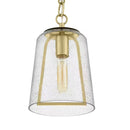Desmond 60-Watt 1-Light Brushed Gold Mini-Pendant with Smoke Seedy Glass Shade - 1007476142
