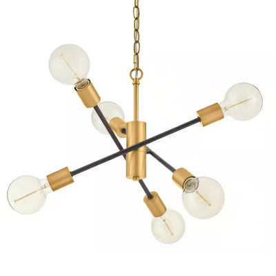 Home Decorators Collection HD-1685BK/AGB Lámpara Sputnik 6 Luces Negro Mate/Latón Envejecido | MiOfertas
