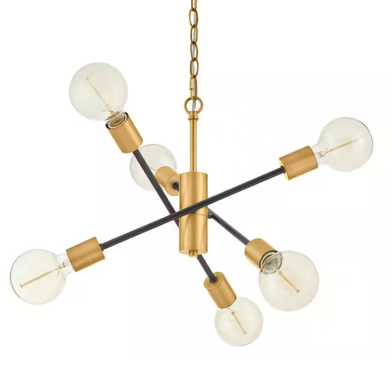 Home Decorators Collection HD-1685BK/AGB Lámpara Sputnik 6 Luces Negro Mate/Latón Envejecido | MiOfertas