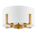 Manhattan 4-Light Aged Brass Semi Flush Mount with White Drum Shade - 1007602725