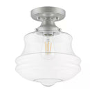 Schoolhouse 10 in. 1-Light Brushed Nickel Semi Flush Mount with Clear Glass Shade - 1007602760