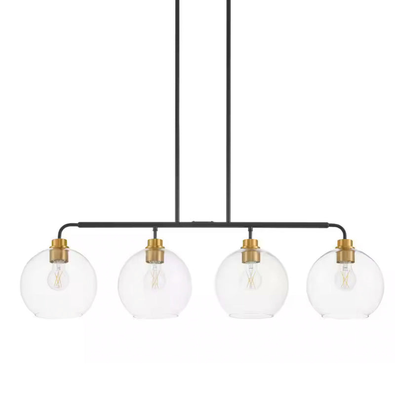 Vista Heights 4-Light Aged Bronze and Brass Linear Island Pendant Light - 1007603565