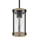Richland 1-Light Grey Wood Finish Shaded Mini-Pendant with Clear Seedy Glass - 1007749713