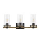 Richland 24 in. 3-Light Gray Wood Vanity Light with Clear Seedy Glass - 1007749733