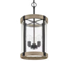 Richland 12-3/8 in. W 3-Light Grey Wood Finish Standard Cylinder Foyer Pendant with Clear Seedy Glass - 1007749749