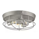 Southbourne 15.75 in. 3-Light Antique Nickel Flush Mount with Open Steel Cage Shade - 1007858798