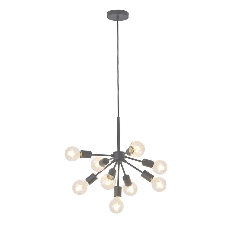 9-Light Black Chandelier with No Shade - 1007928286