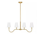 Vernon Hills 4-Light Antique Brass Island Pendant Light with White Linen Shades - 1008010589
