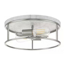 Cogburn 13 in. 2-Light Brushed Nickel with White Marbled Base Flush Mount - 1008010596