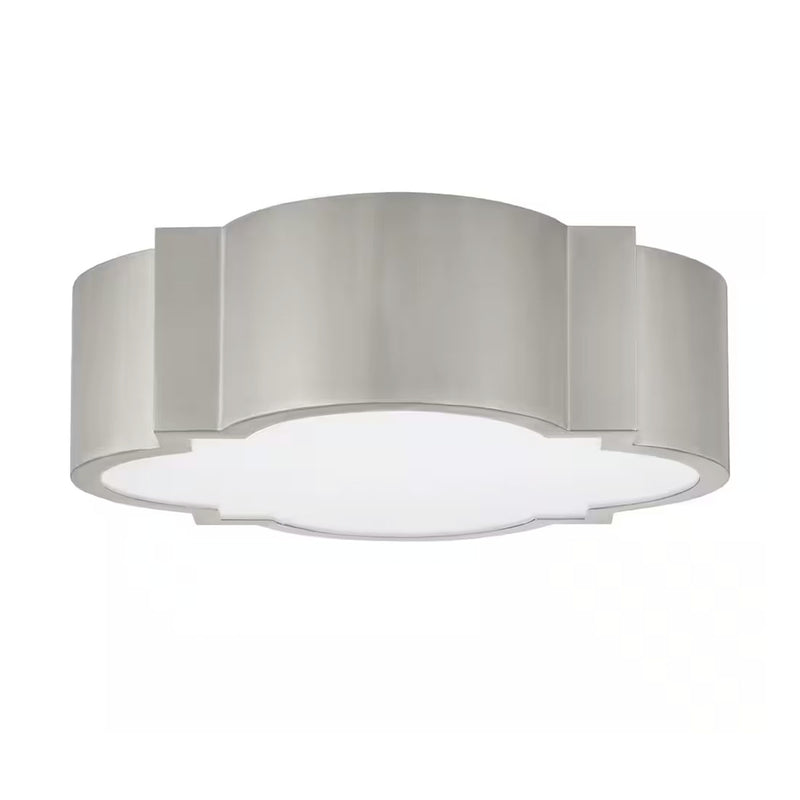 Sarina 15 in. Brushed Nickel 5 CCT Selectable LED Flush Mount with Frosted Acrylic Panel - 1008016092