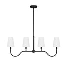 Vernon Hills 4-Light Matte Black Island Pendant Light with White Linen Shades - 1008034175