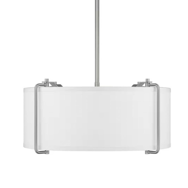 Brookley 4-Light Brushed Nickel Pendant with White Fabric Shade - 1008066990
