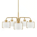 Brookley 5-Light Brushed Gold Shaded Chandelier with White Fabric Shades - 1008067018