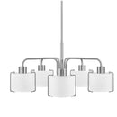 Brookley 5-Light Brushed Nickel Shaded Chandelier with White Fabric Shades - 1008067156