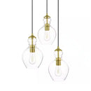 Bakerston 3-Light Brushed Brass Hanging Pendant with Clear Glass Shades - 1008094503