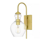Bakerston 1-Light Brushed Brass Wall Sconce with Clear Glass Shade - 1008094642
