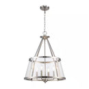 Lincoln 20 in. 4-Light Brushed Nickel Pendant Light Fixture with Metal and Clear Glass Shade - 1008195486