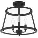 Lincoln 14 in. 3-Light Black Semi-Flush Mount Ceiling Light Fixture with Metal and Glass Shade - 1008195506
