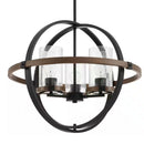 Richland 3-Light Cage Dark Bronze Pendant Design Clear Seedy Glass - 1008222639