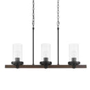 Richland 32 in. W 3-Light Island Linear Dark Bronze Pendant Design Clear Seedy Glass - 1008222641