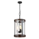 Richland 12-3/8 in. W 3-Light Cylinder Foyer Dark Bronze Pendant Design Clear Seedy Glass - 1008222645