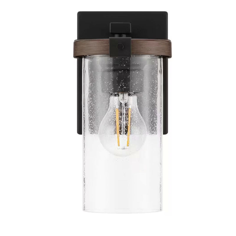 Richland 1-Light Dark Bronze Wall Sconce Clear Seedy Glass - 1008222652
