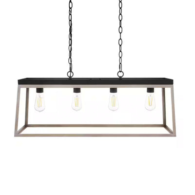 Hampton Bay HD-1907I Lámpara Colgante Isla Lineal Burkepoint 4 Luces Madera Envejecida | MiOfertas