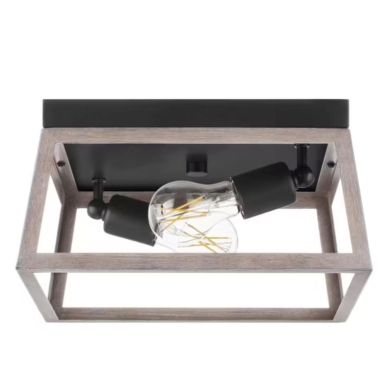 Burkepoint 2-Light Woodgrain Flush Mount - 1008229854