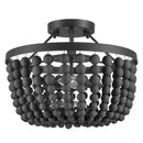 Cayman 13 in. 2-Light Black Beaded Semi-Flush Mount Ceiling Light Fixture with Black Beaded Shade - 1008262804