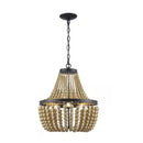 Cayman 3-Light Bronze Chandelier Light Fixture with Faux Wood Beaded Shade - 1008262831