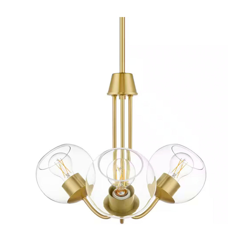 Vista Heights 3-Light Aged Brass Shaded Chandelier With Clear Glass Globes - 1008361908