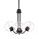 Vista Heights 3-Light Matte Black Shaded Chandelier with Clear Glass Globes - 1008362076