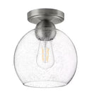 Jill 9.5 in 1-Light Brushed Nickel Flush Mount Seeded Glass - 1008374148