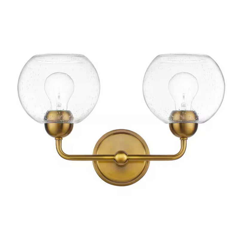 Jill 16 in. 2-Light Gold Vanity Light with Seeded Glass Shade - 1008374211
