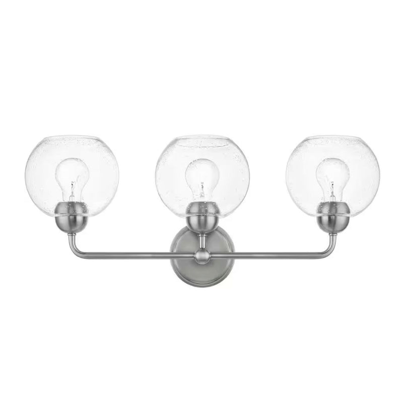 Jill 24 in. 3-Light Brushed Nickel Vanity Light with Seeded Glass Shade - 1008374213