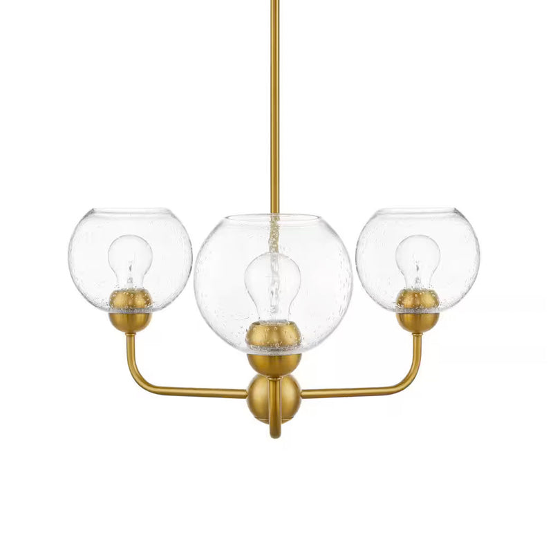 Jill 3-Light Gold Chandelier with Clear Seeded Glass Shade - 1008374217