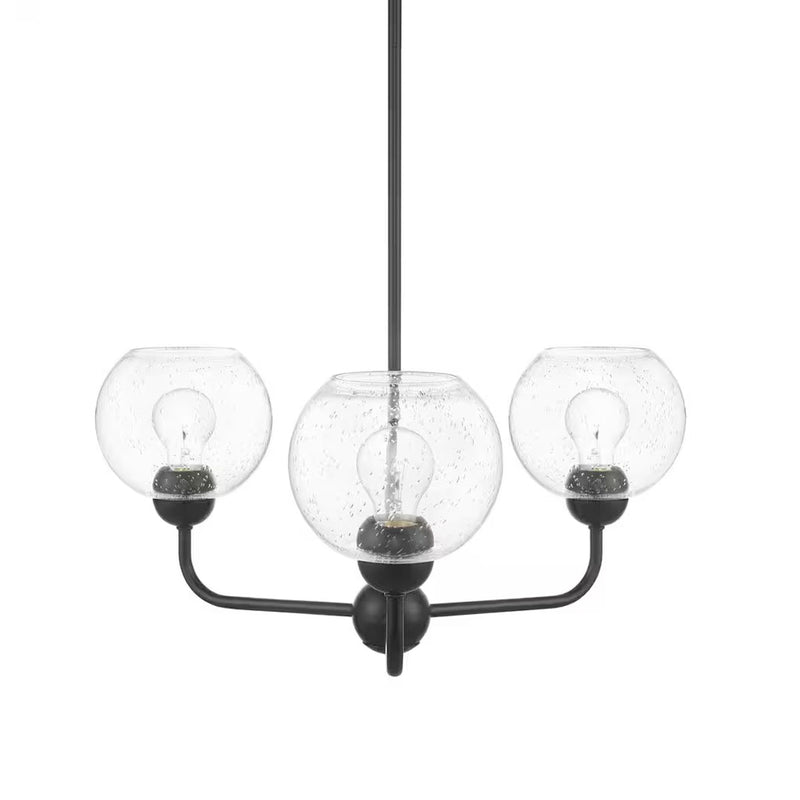 Home Decorators Collection 45326-HBO Jill Lámpara Colgante Negra 3 Luces Vidrio Semillado | MiOfertas