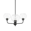 Jill 3-Light Black Chandelier with Clear Seeded Glass Shade - 1008374218