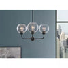 Home Decorators Collection 45326-HBO Jill Lámpara Colgante Negra 3 Luces Vidrio Semillado | MiOfertas