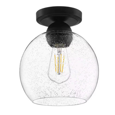 Home Decorators Collection 45093-HBO 9.5" Lámpara de Techo Negra con Vidrio Semillado | MiOfertas