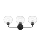 Jill 24 in. 3-Light Black Vanity Light with Clear Seeded Glass Shade - 1008374226