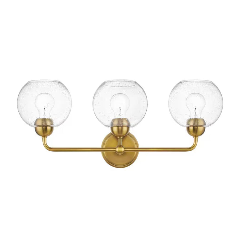 Jill 24 in. 3-Light Gold Vanity Light with Clear Seeded Glass Shade - 1008374230