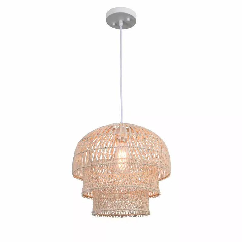Shawside 1-Light Tiered Brown Pendant Rattan - 1008392856