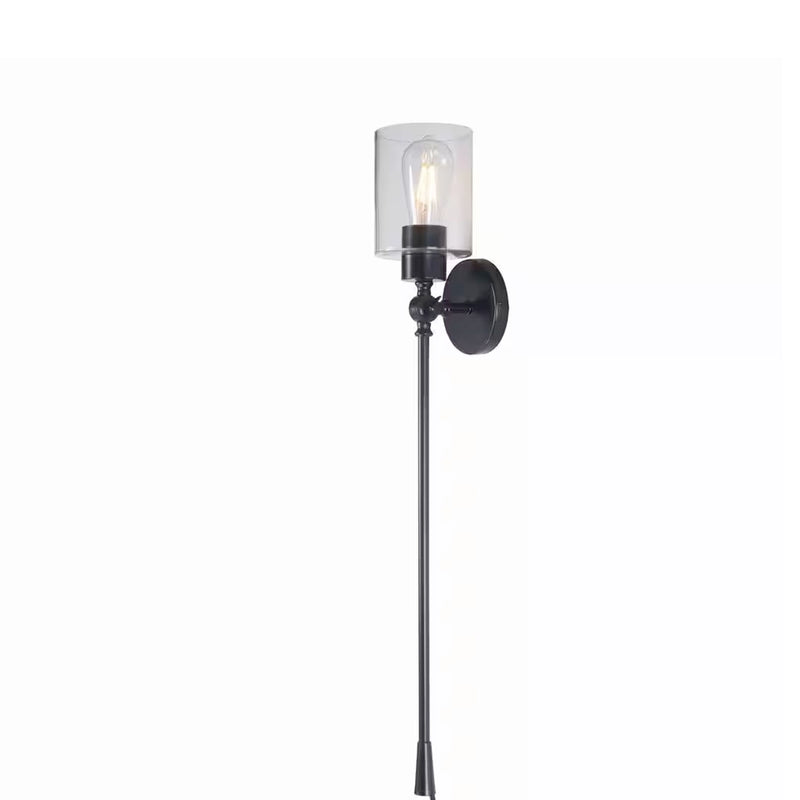 Chadmore 1-Light Wallchiere Cylinder Glass Shade Matte Black Wall Sconce - 1008392892