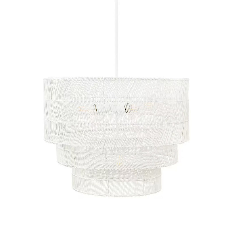 Sessions 5-Light White Tiered Rattan Pendant - 1008393188