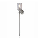 Chadmore 1-Light Wallchiere Cylinder Glass Shade Brushed Silver Wall Sconce - 1008393202