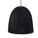 Highler 1-Light Matte Black Pendant with Matte Black Rattan Shade - 1008431657