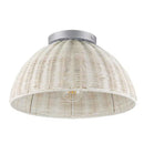 Highler 13 in. Silver Flush Mount with White Rattan Shade - 1008432246